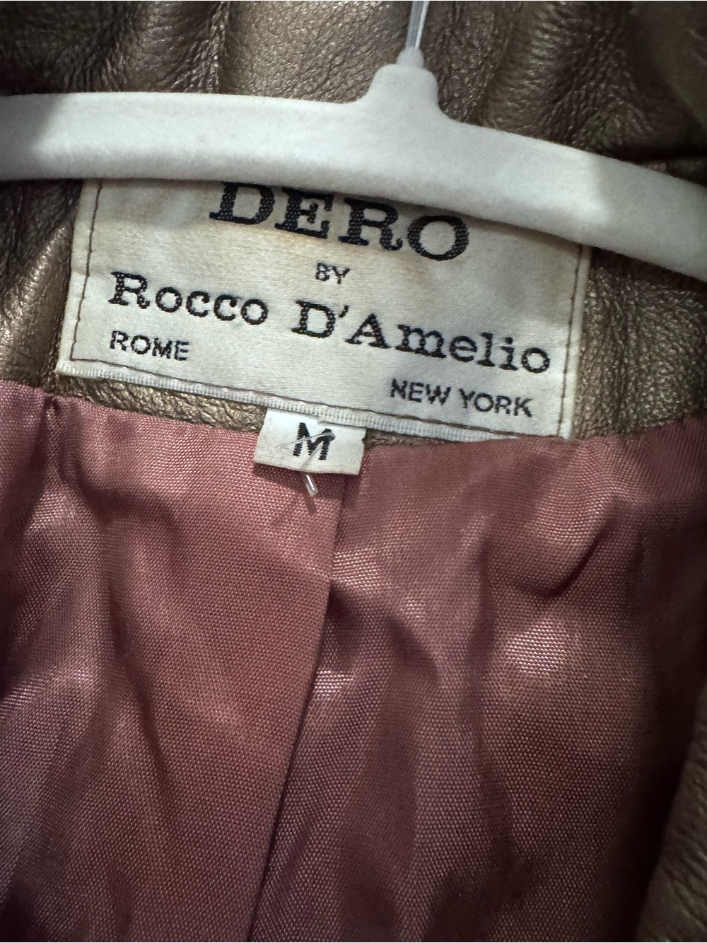 Vintage Metallic Taupe Leather Blazer with Mauve Lining - Picture 2 of 5